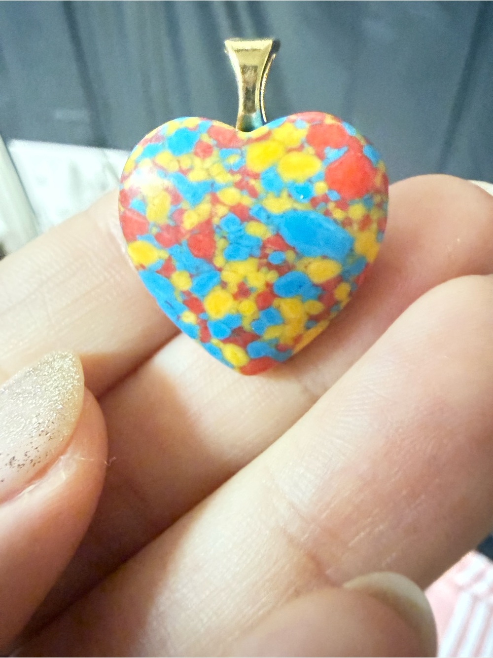 Heart-Shaped Multicolor Pendant - Red, Blue & Yellow